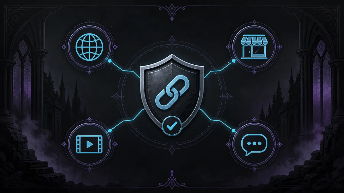 Withering Realms official links safety path from developer website to Steam, YouTube, and Discord